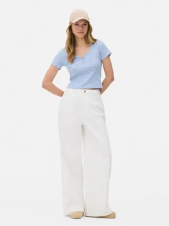 Prążkowany T-shirt typu henley