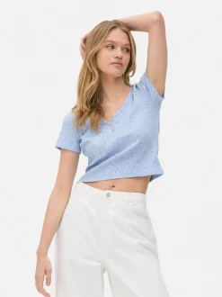 Prążkowany T-shirt typu henley