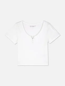 Prążkowany T-shirt typu henley