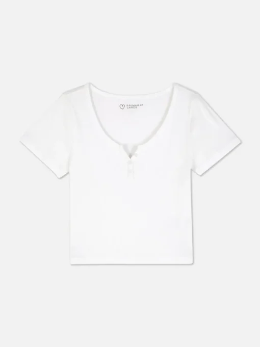 Prążkowany T-shirt typu henley