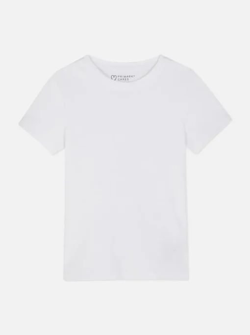 Prążkowany T-shirt z krótkim rękawem