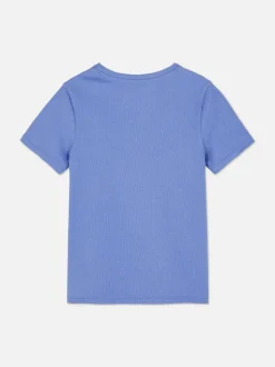 Prążkowany T-shirt z krótkim rękawem