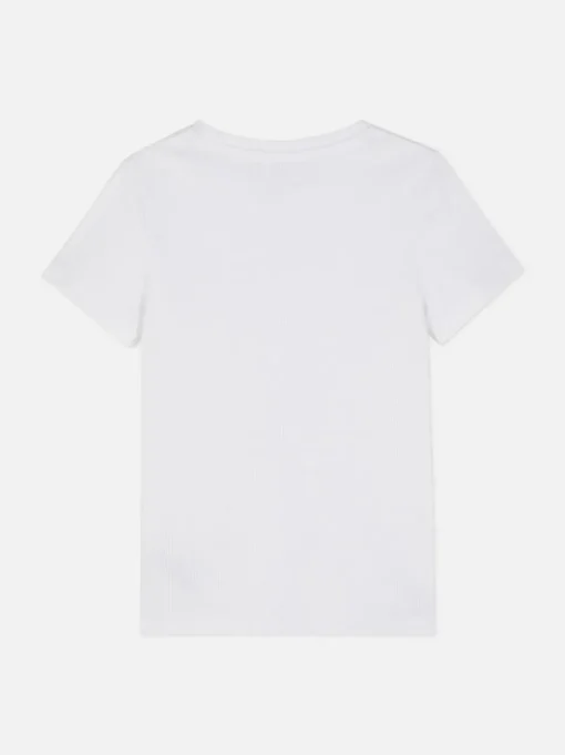 Prążkowany T-shirt z krótkim rękawem