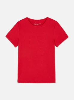 Prążkowany T-shirt z krótkim rękawem