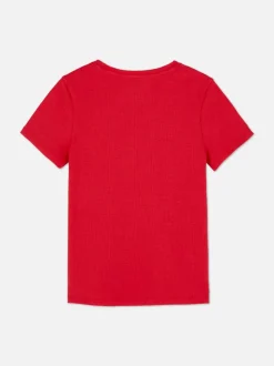 Prążkowany T-shirt z krótkim rękawem