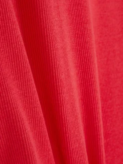 Prążkowany T-shirt z krótkim rękawem
