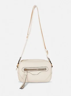 Prostokątna torebka na ramię z podwójnym zamkiem