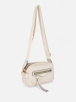 Prostokątna torebka na ramię z podwójnym zamkiem