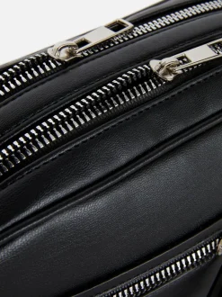 Prostokątna torebka na ramię z podwójnym zamkiem