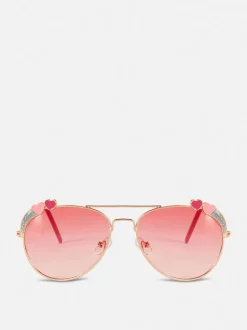Przyciemniane okulary pilotki z ozdobnymi sercami
