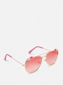 Przyciemniane okulary pilotki z ozdobnymi sercami