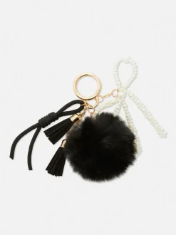 Przywieszka do torby z pomponem i perełkami