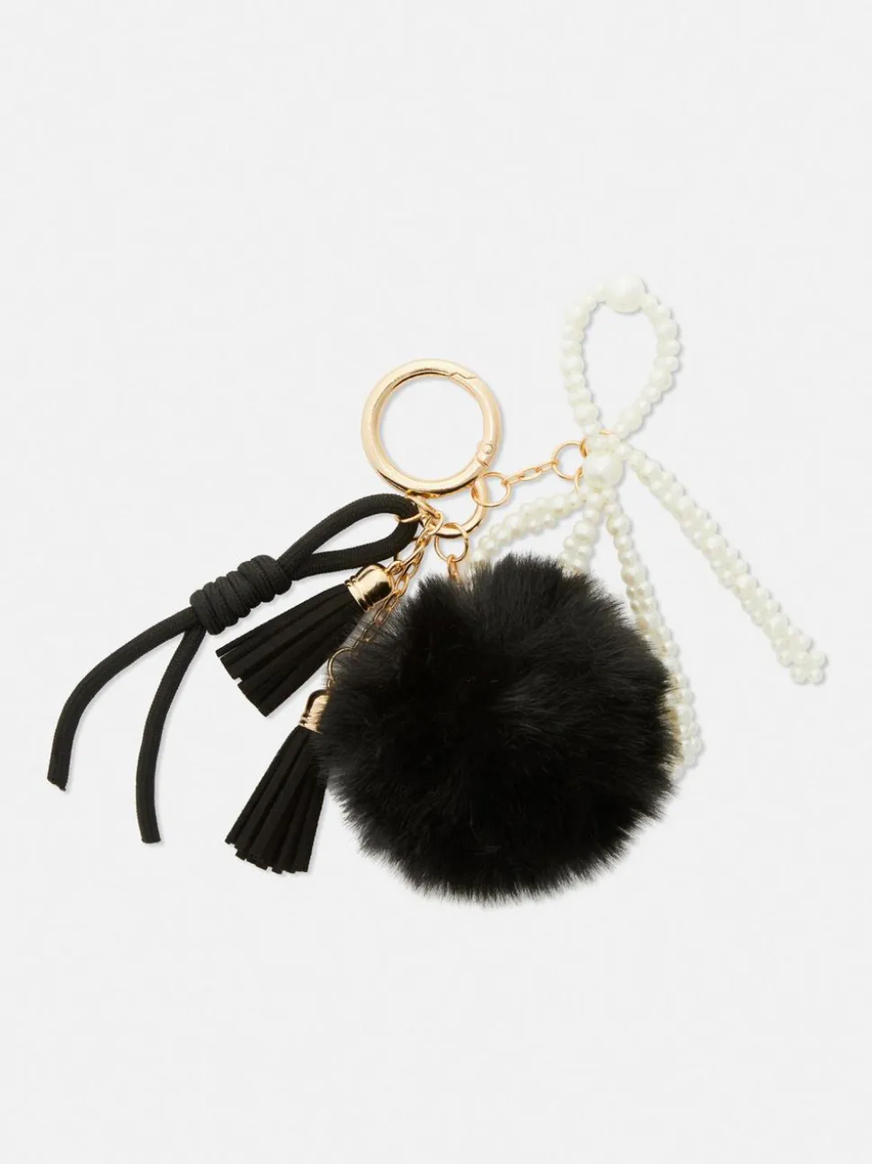 Przywieszka do torby z pomponem i perełkami