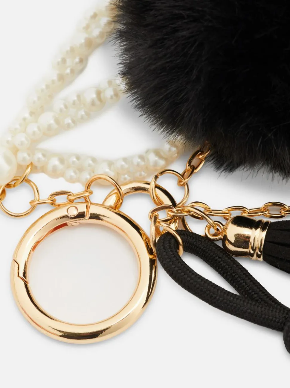 Przywieszka do torby z pomponem i perełkami