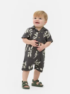 Rampers ze wzorem w liście i marszczeniami