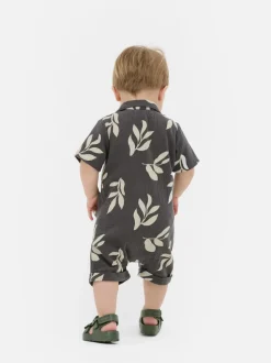 Rampers ze wzorem w liście i marszczeniami