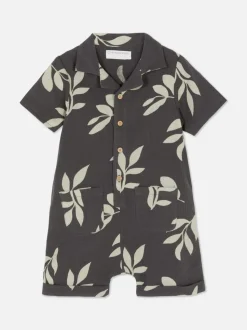 Rampers ze wzorem w liście i marszczeniami