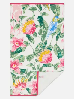 Ręcznik kąpielowy w ptaki i liście