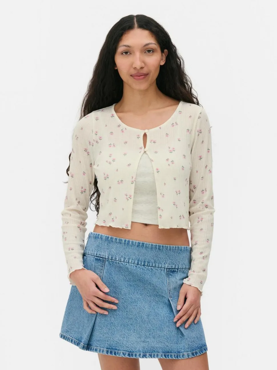 Rozpinany sweter w drobne kwiaty