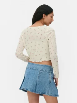 Rozpinany sweter w drobne kwiaty