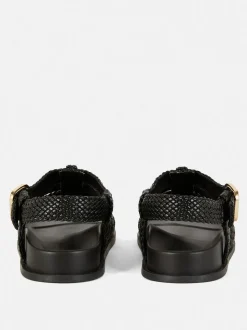 Sandały z ozdobnymi paskami z plecioną fakturą