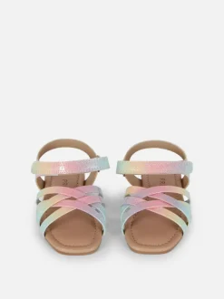 Sandały z paskami na krzyż i efektem ombré