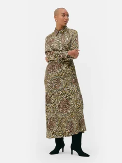 Satynowa koszula z długim rękawem