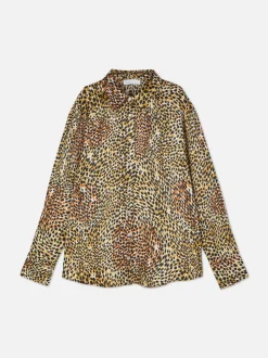 Satynowa koszula z długim rękawem