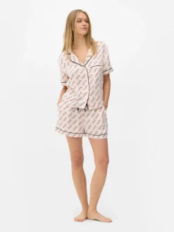 Satynowa piżama z koszulą i szortami