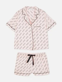 Satynowa piżama z koszulą i szortami