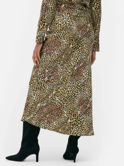 Satynowa spódnica midi z nadrukiem