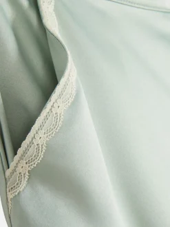 Satynowe spodnie od piżamy z koronkowym wykończeniem