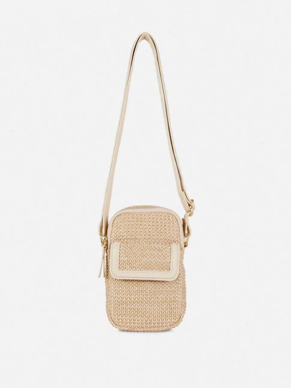 Słomkowy pokrowiec na telefon na długim pasku