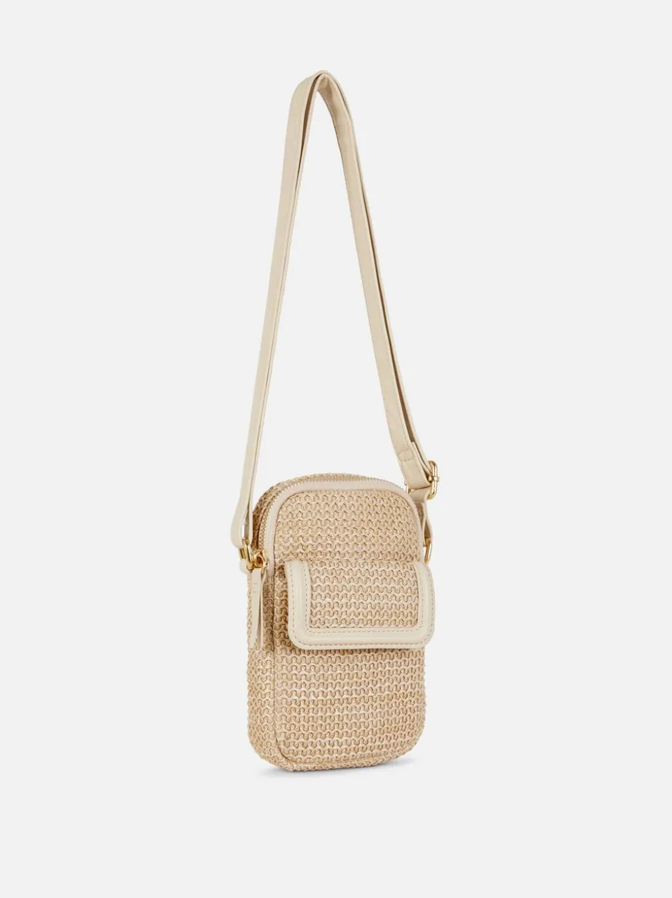 Słomkowy pokrowiec na telefon na długim pasku