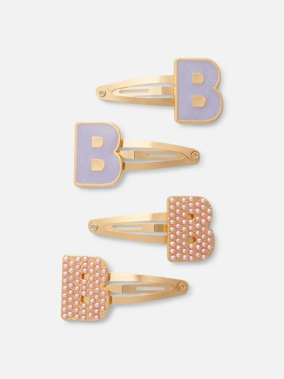 Spinki do włosów z inicjałem, 4 szt.