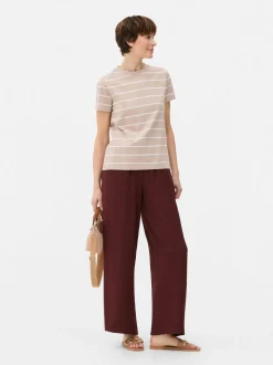 Spodnie bez zapięcia z szerokimi nogawkami