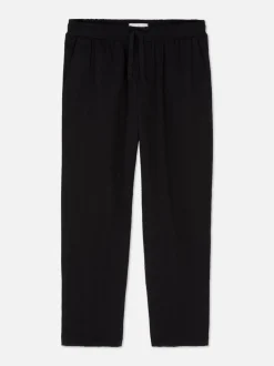 Spodnie w paski z tkaniny seersucker