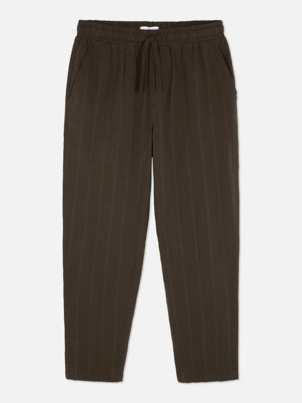 Spodnie w paski z tkaniny seersucker