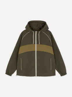 Sportowa kurtka przeciwdeszczowa w bloki kolorów