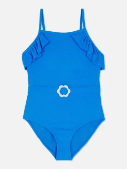 Strój kąpielowy z falbanką i paskiem