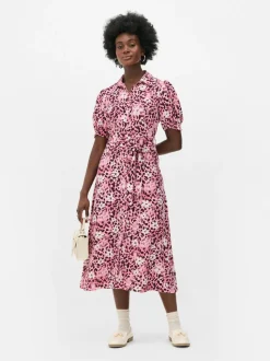 Sukienka koszulowa midi w kwiaty