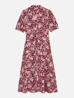 Sukienka koszulowa midi w kwiaty