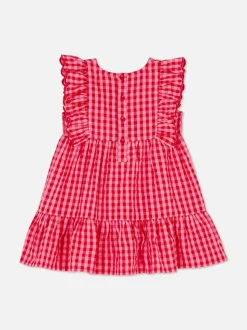 Sukienka warstwowa z tkaniny seersucker w kratkę