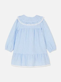 Sukienka z tkaniny seersucker z kołnierzem