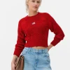 Sweter o splocie warkoczowym z amerykańską flagą