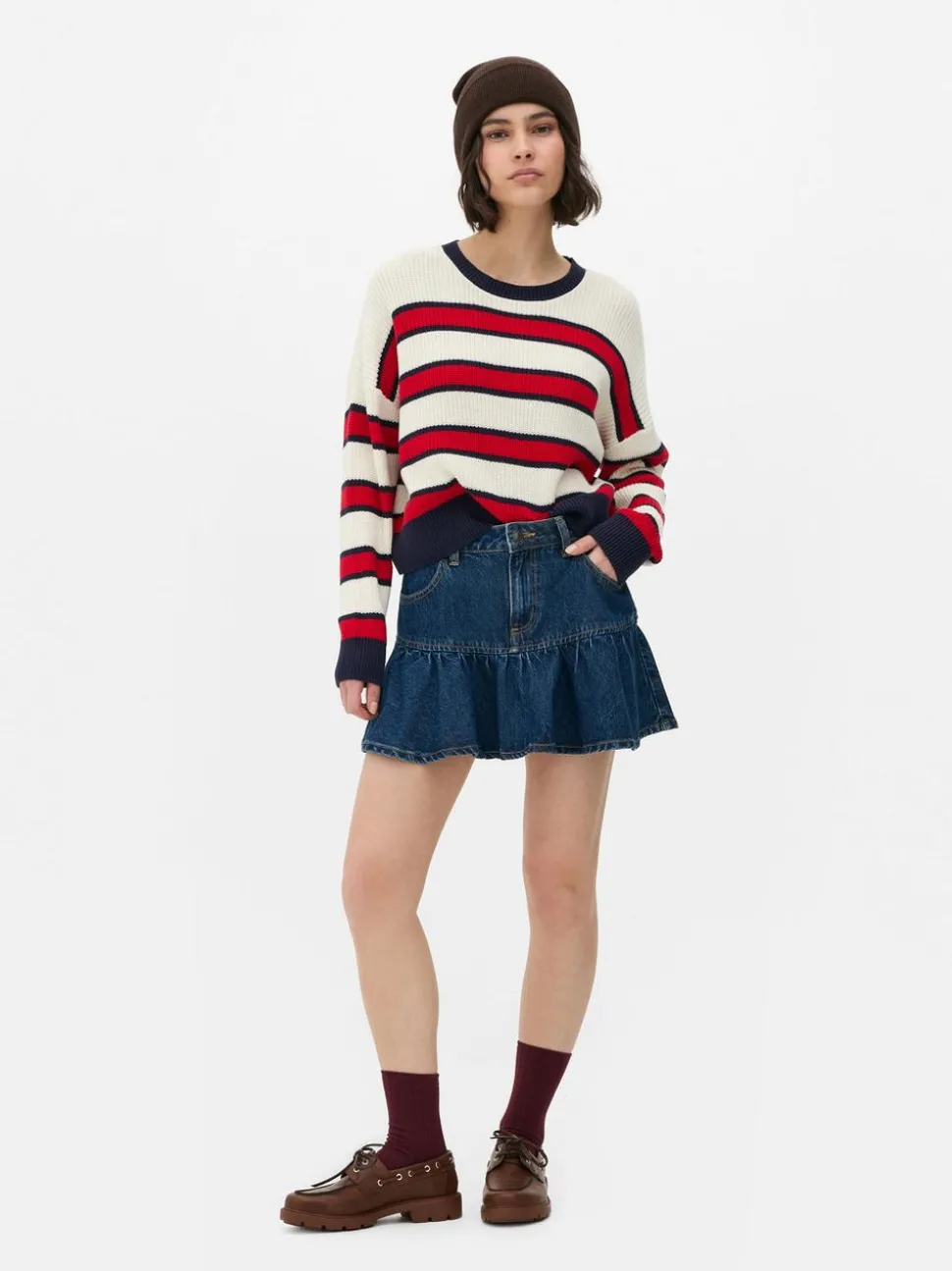 Sweter w paski z okrągłym dekoltem