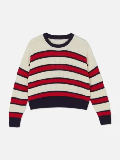 Sweter w paski z okrągłym dekoltem