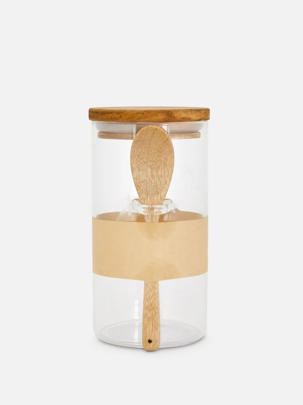 Szklany pojemnik z łyżką