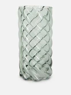 Szklany wazon z kręconym wzorem