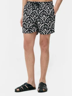 Szorty kąpielowe w abstrakcyjny wzór ze sznurkiem